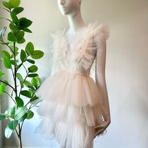 MABLE Cream Layered Tulle Dress